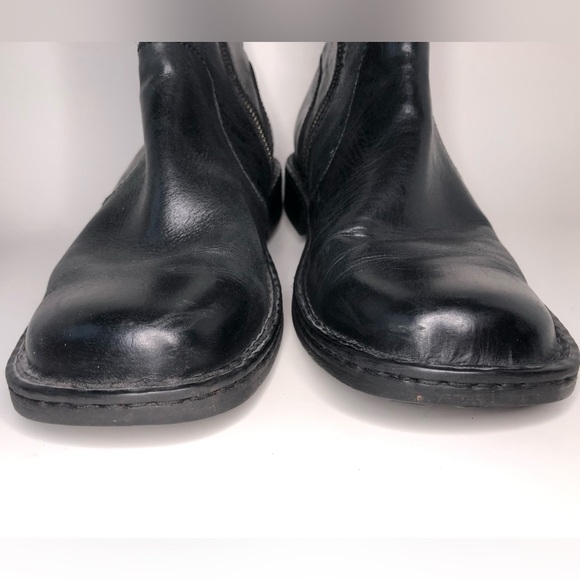 Born Ward Black Leather Side Zip Square Toe Casual Ankle Boots Mens Size 8 - Picture 3 of 12
